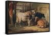 A Bull and three Cows in a Stable, c1856-Thomas Sidney Cooper-Framed Stretched Canvas
