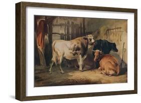 A Bull and three Cows in a Stable, c1856-Thomas Sidney Cooper-Framed Giclee Print