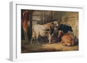 A Bull and three Cows in a Stable, c1856-Thomas Sidney Cooper-Framed Giclee Print