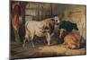 A Bull and three Cows in a Stable, c1856-Thomas Sidney Cooper-Mounted Giclee Print