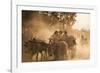 A bull cart kicks up a cloud of dust on the road to Indawgyi Lake, Kachin State, Myanmar (Burma), A-Alex Treadway-Framed Photographic Print