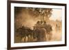 A bull cart kicks up a cloud of dust on the road to Indawgyi Lake, Kachin State, Myanmar (Burma), A-Alex Treadway-Framed Photographic Print