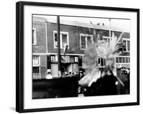 A Bullet Hole Made During an Exchange of Gunfire of LA Police and Black Panthers, Dec 8, 1969-null-Framed Photo