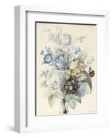 A Bunch of Flowers Including Roses-Pierre Joseph Redoute-Framed Giclee Print