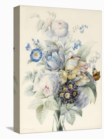 A Bunch of Flowers Including Roses-Pierre Joseph Redoute-Stretched Canvas