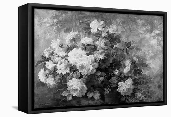 A Bunch of Roses in a Wooded Landscape-Frans Mortelmans-Framed Stretched Canvas