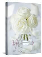 A Bunch of White Roses in a Glass Vase-Ira Leoni-Stretched Canvas