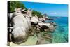 A bungalow has the perfect view on the shore in Koh Tao, Thailand, Southeast Asia, Asia-Logan Brown-Stretched Canvas