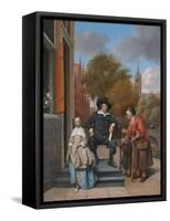 A Burgher of Delft and His Daughter (Adolf Croeser and His Daughter Catharina Croese)-Jan Havicksz Steen-Framed Stretched Canvas