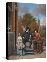 A Burgher of Delft and His Daughter (Adolf Croeser and His Daughter Catharina Croese)-Jan Havicksz Steen-Stretched Canvas