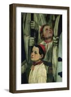 A Burial at Ornans (Detail of a Choirboy) , 1849-1850 (Oil on Canvas)-Gustave Courbet-Framed Giclee Print