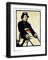 A Bus Driver in Knightsbridge Road, 1898 (Woodcut)-William Nicholson-Framed Giclee Print