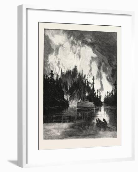 A Bush Fire by Night, Canada, Nineteenth Century-null-Framed Giclee Print