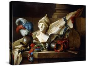 A Bust of Minerva with Armour and Weapons on a Stone Ledge, 1777-Anne Vallayer-coster-Stretched Canvas