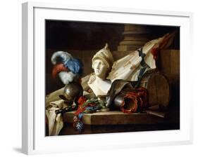 A Bust of Minerva with Armour and Weapons on a Stone Ledge, 1777-Anne Vallayer-coster-Framed Giclee Print