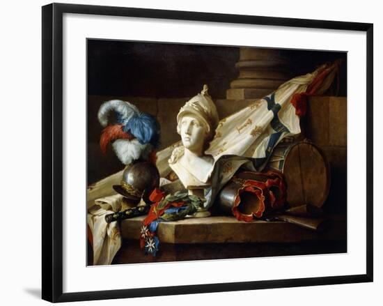 A Bust of Minerva with Armour and Weapons on a Stone Ledge, 1777-Anne Vallayer-coster-Framed Giclee Print