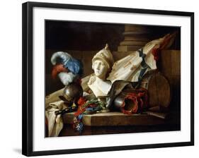 A Bust of Minerva with Armour and Weapons on a Stone Ledge, 1777-Anne Vallayer-coster-Framed Giclee Print