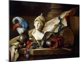 A Bust of Minerva with Armour and Weapons on a Stone Ledge, 1777-Anne Vallayer-coster-Mounted Giclee Print