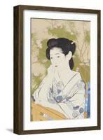 A Bust Portrait of a Young Woman Leaning on a Balcony Railing, Dated July 1920-Hashiguchi Goyo-Framed Giclee Print