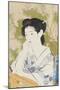 A Bust Portrait of a Young Woman Leaning on a Balcony Railing, Dated July 1920-Hashiguchi Goyo-Mounted Giclee Print