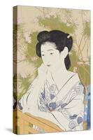 A Bust Portrait of a Young Woman Leaning on a Balcony Railing, Dated July 1920-Hashiguchi Goyo-Stretched Canvas