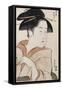 A Bust Portrait of Ohisa of the Takashimaya Holding a Tobacco Pipe-Chokosai Eisho-Framed Stretched Canvas