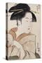 A Bust Portrait of Ohisa of the Takashimaya Holding a Tobacco Pipe-Chokosai Eisho-Stretched Canvas
