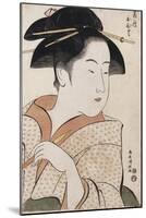 A Bust Portrait of Ohisa of the Takashimaya Holding a Tobacco Pipe-Chokosai Eisho-Mounted Giclee Print