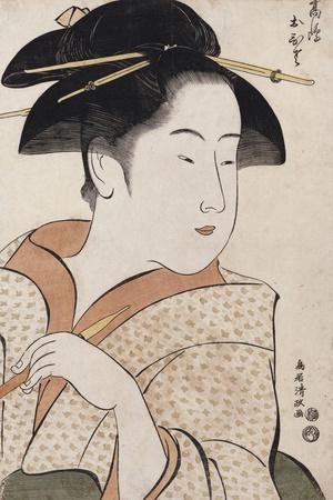  A Bust Portrait Of Ohisa Of The Takashimaya Holding A Tobacco Pipe 