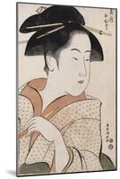 A Bust Portrait of Ohisa of the Takashimaya Holding a Tobacco Pipe-Chokosai Eisho-Mounted Giclee Print