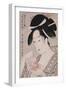 A Bust Portrait of the Courtesan Wakamurasaki of the Tsunotamaya Playing with Goldfish-Chokosai Eisho-Framed Giclee Print