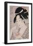 A Bust Portrait of the Courtesan Wakamurasaki of the Tsunotamaya Playing with Goldfish-Chokosai Eisho-Framed Giclee Print