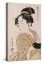 A Bust Portrait of the Waitress Okita of the Naniwaya Teahouse-Chokosai Eisho-Stretched Canvas