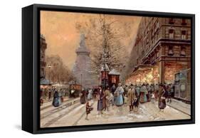 A Busy Boulevard Near the Place de La Republique, Paris-Eugene Galien-Laloue-Framed Stretched Canvas