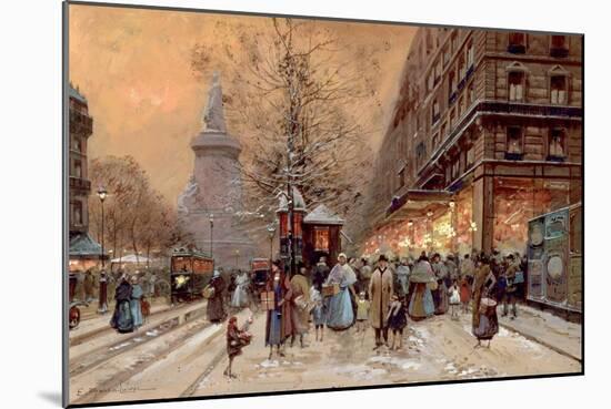 A Busy Boulevard Near the Place de La Republique, Paris-Eugene Galien-Laloue-Mounted Giclee Print