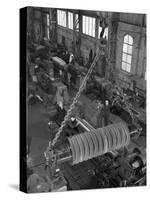 A Busy Foundry Shop Floor with Lathes, Wombwell, Near Barnsley, South Yorkshire, 1963-Michael Walters-Stretched Canvas