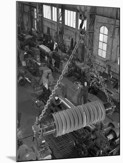 A Busy Foundry Shop Floor with Lathes, Wombwell, Near Barnsley, South Yorkshire, 1963-Michael Walters-Mounted Photographic Print