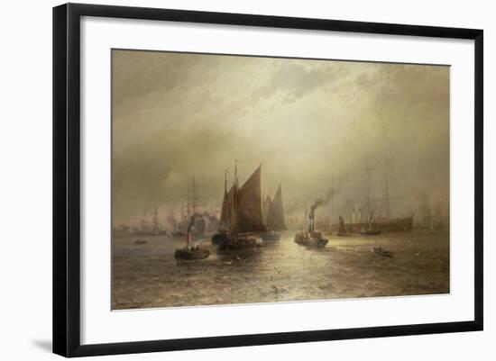 A Busy Morning on the River Mersey, 1891-Francis Krause-Framed Giclee Print