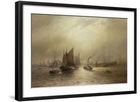 A Busy Morning on the River Mersey, 1891-Francis Krause-Framed Giclee Print