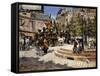 A Busy Paris Square-Felix Hilaire Buhot-Framed Stretched Canvas