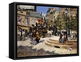 A Busy Paris Square-Felix Hilaire Buhot-Framed Stretched Canvas