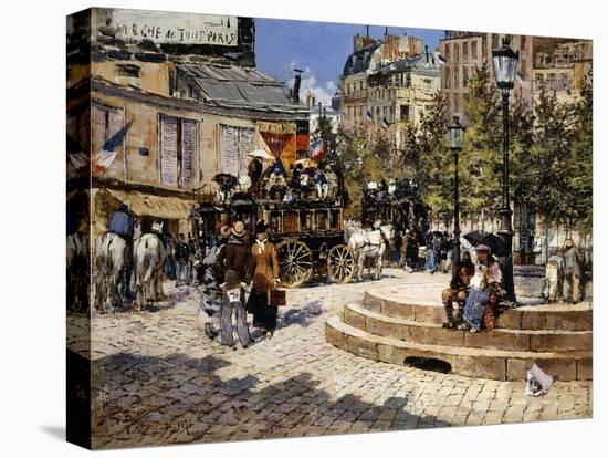 A Busy Paris Square-Felix Hilaire Buhot-Stretched Canvas