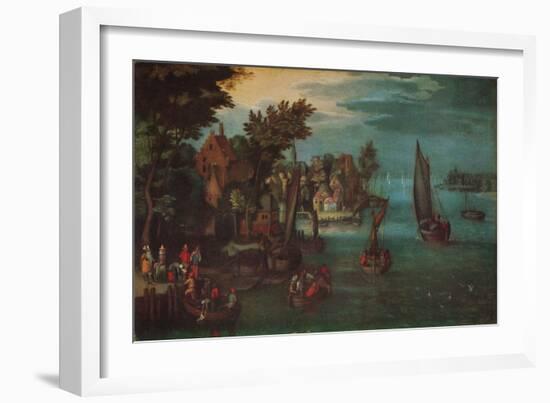 'A Busy River Scene with Dutch Vessels and a Ferry', c1605-Jan Bruegel the Elder-Framed Giclee Print