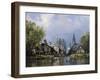 A Busy Riverside Village-Charles Euphrasie Kuwasseg-Framed Giclee Print