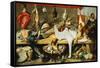 A Butcher's Stall with Cats and Kittens playing and a Butcher holding a Boar's Head-Frans Snyders-Framed Stretched Canvas