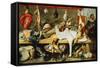 A Butcher's Stall with Cats and Kittens playing and a Butcher holding a Boar's Head-Frans Snyders-Framed Stretched Canvas