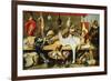 A Butcher's Stall with Cats and Kittens playing and a Butcher holding a Boar's Head-Frans Snyders-Framed Giclee Print