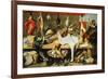 A Butcher's Stall with Cats and Kittens playing and a Butcher holding a Boar's Head-Frans Snyders-Framed Giclee Print