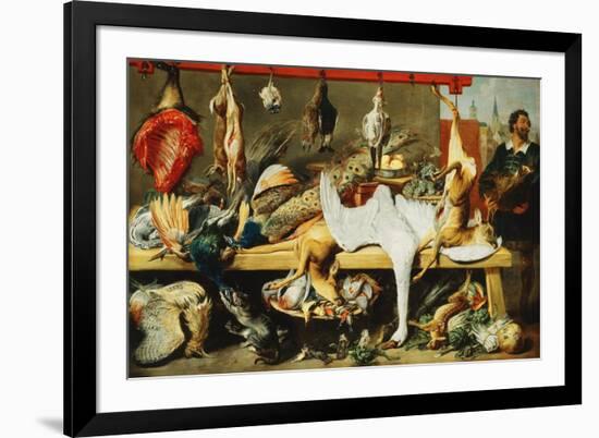 A Butcher's Stall with Cats and Kittens playing and a Butcher holding a Boar's Head-Frans Snyders-Framed Giclee Print