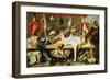 A Butcher's Stall with Cats and Kittens playing and a Butcher holding a Boar's Head-Frans Snyders-Framed Premium Giclee Print